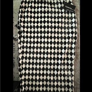 Black and White Diamond Pattern Pencil  Skirt